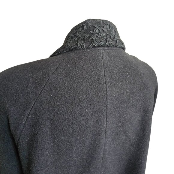 Mackintosh New England Black Wool Open Front Coat With Embroidered Collar CM2000 - Picture 7 of 9